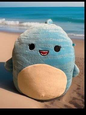 Blue Plush Lamar Whale Shark 🦈 Squishmallow-Style 8” Soft KellyToy 2023